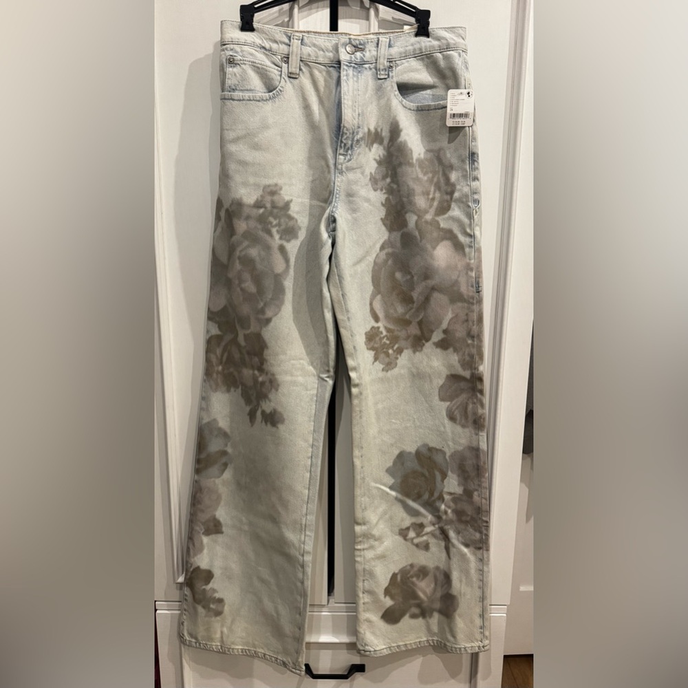 Free People Tinsley Floral Straight Leg Jeans - Picture 4 of 5